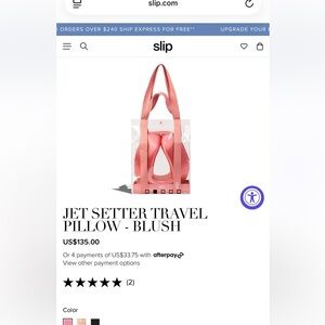 Brand NWT Slip Jet Setter Travel Pillow in Pink